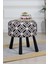 Pufcuk Dekoratif Rahat ve Konforlu Puf - Siyah/beyaz Renkli - Doğal Ahşap Bohem Ayaklı - Yuvarlak Puf - Çok Amaçlı Kullanım - Modern Bench 3