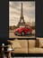 Kırmızı Araba Eyfel Kulesi Dekoratif Kanvas - Mdf Ahşap Tablo 5