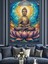 Budha Lotus Pozu Meditasyon Dekoratif Kanvas - Mdf Ahşap Tablo 2