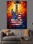 Amerikan Bayrağı Gitar Sanatı Dekoratif Kanvas - Mdf Ahşap Tablo 3