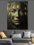 Yeşil Yüz Heykelsi Portre Dekoratif Kanvas - Mdf Ahşap Tablo 3
