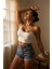 Kadın Beyaz Tek Omuzlu Çapraz Askılı Crop Top Büstiyer 3