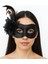 Siyah Renk Metalize Sim Görünümlü Parlak Tüylü Parti Maskesi 22X19 cm 1
