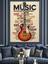 Müzik Gitar Notası Afiş Dekoratif Kanvas - Mdf Ahşap Tablo 1