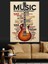 Müzik Gitar Notası Afiş Dekoratif Kanvas - Mdf Ahşap Tablo 3