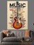 Müzik Gitar Notası Afiş Dekoratif Kanvas - Mdf Ahşap Tablo 4