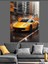 Parlak Sarı Spor Araba Dekoratif Kanvas - Mdf Ahşap Tablo 1