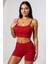Kadın Kırmızı Şortlu Kaşkorse Gecelik Takım – Modern, Konforlu ve Günlük Kombinlere Uygun 1