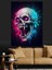 Mavi Neon Kurukafa Sanatı Dekoratif Kanvas - Mdf Ahşap Tablo 1