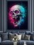 Mavi Neon Kurukafa Sanatı Dekoratif Kanvas - Mdf Ahşap Tablo 4