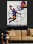 Basketçi Adam Sanat Illüstrasyon Dekoratif Kanvas - Mdf Ahşap Tablo 4
