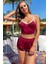 Kadın Bordo Askılı Crop Top ve Şortlu Gecelik Takım – Modern, Konforlu ve Günlük Kombinlere Uygun 3