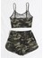 Kadın Kamuflaj Desenli Askılı Crop Top ve Şortlu Gecelik Takım – Modern, Konforlu ve Günlük Kombinlere Uygun 2