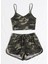 Kadın Kamuflaj Desenli Askılı Crop Top ve Şortlu Gecelik Takım – Modern, Konforlu ve Günlük Kombinlere Uygun 3