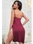 Kadın Bordo Cut Out Detaylı Yırtmaçlı Sexy Gecelik – Modern ve Şık Tasarım 4