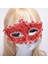 Kırmızı Renk Gözler Kristal Taşlı Dantelli Parti Maskesi 2