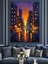 Işıklı Şehir Sokağı Gece Dekoratif Kanvas - Mdf Ahşap Tablo 2