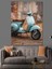 Mavi Vespa Scooter Retro Dekoratif Kanvas - Mdf Ahşap Tablo 1