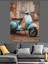 Mavi Vespa Scooter Retro Dekoratif Kanvas - Mdf Ahşap Tablo 2