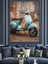Mavi Vespa Scooter Retro Dekoratif Kanvas - Mdf Ahşap Tablo 3