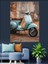 Mavi Vespa Scooter Retro Dekoratif Kanvas - Mdf Ahşap Tablo 4