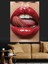 Açık Kırmızı Dudak Sanatı Dekoratif Kanvas - Mdf Ahşap Tablo 1