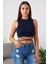 Kadın Lacivert Çapraz Bağlamalı Crop Top Büstiyer – Modern ve Şık Tasarım 2
