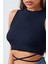 Kadın Lacivert Çapraz Bağlamalı Crop Top Büstiyer – Modern ve Şık Tasarım 5