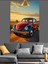 Eski Model Kırmızı Vosvos Araba Dekoratif Kanvas - Mdf Ahşap Tablo 2