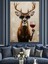Kırmızı Şaraplı Geyik Dekoratif Kanvas - Mdf Ahşap Tablo 3
