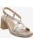 Kadın Altın Hakiki Deri Topuklu Sandalet 5Y2WS59247 7