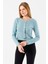 Kadın Bisiklet Yaka Pullu Düğme Detaylı Bluz Yeşil - 2630 5