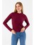 Kadın Dik Yaka Uzun Kollu Dokulu Bluz Bordo - 26158 2
