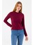 Kadın Dik Yaka Uzun Kollu Dokulu Bluz Bordo - 26158 3