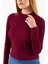 Kadın Dik Yaka Uzun Kollu Dokulu Bluz Bordo - 26158 6