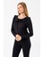 Kadın Yakalı Bağlama Detaylı Dokulu Bluz Siyah - 26116 4