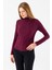 Kadın Dik Yaka Yanı Büzgü Detaylı Bluz Bordo - 26101 3