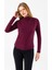 Kadın Dik Yaka Yanı Büzgü Detaylı Bluz Bordo - 26101 4