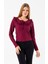 Kadın Yakalı Bağlama Detaylı Dokulu Bluz Bordo - 26116 5