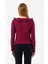 Kadın Yakalı Bağlama Detaylı Dokulu Bluz Bordo - 26116 7