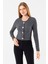 Kadın Bisiklet Yaka Pullu Düğme Detaylı Bluz Siyah - 2630 3