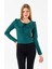 Kadın Yakalı Bağlama Detaylı Dokulu Bluz Yeşil - 26116 3