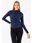 Kadın Dik Yaka Yanı Büzgü Detaylı Bluz Lacivert - 26101 4
