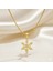 Kadın Çelik Kolye - Kar Tanesi Tasarım - Beyaz Zirkon Taşlı - Stres Çarkı Model - Altın Renk 4