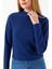 Kadın Dik Yaka Uzun Kollu Dokulu Bluz Lacivert - 26158 5