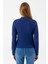 Kadın Dik Yaka Uzun Kollu Dokulu Bluz Lacivert - 26158 6