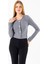 Kadın Bisiklet Yaka Pullu Düğme Detaylı Bluz Gri - 2630 4