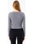 Kadın Bisiklet Yaka Pullu Düğme Detaylı Bluz Gri - 2630 7