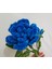 Yumuşak Dokulu Mavi Gül Buketi – El Yapımı Şönil Çiçekler ve Yeşil Yapraklı Dekoratif Aranjman 3