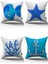 4'lü Dekoratif Kırlent Kılıfı Seti 43x43 cm Mavi Deniz Temalı Desen 2
